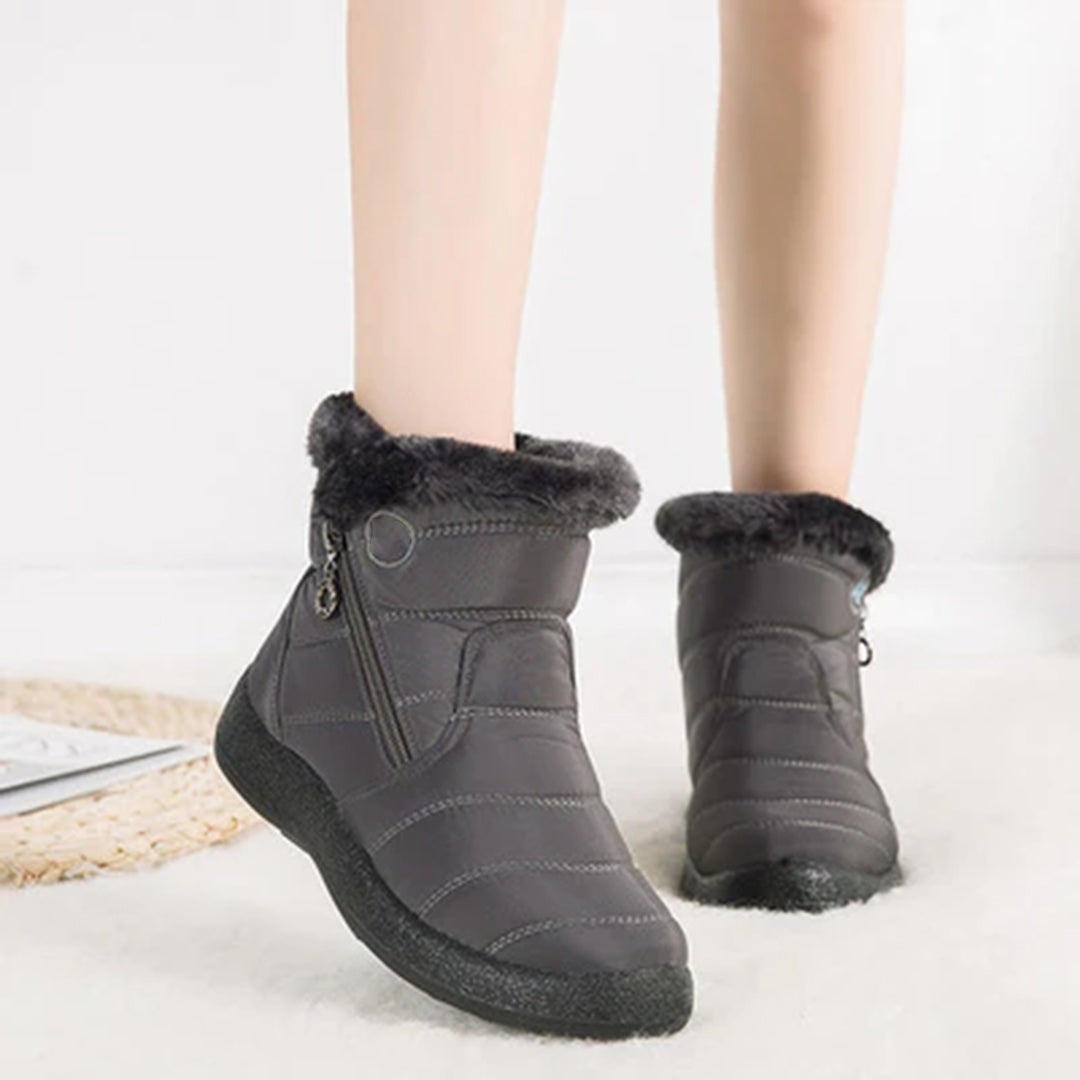 Genevieve | Women's Fur Trim Zip Ankle Snow Boots
