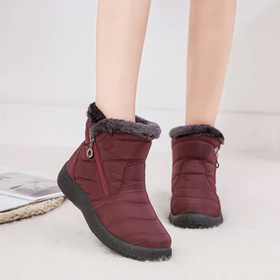 Genevieve | Women's Fur Trim Zip Ankle Snow Boots