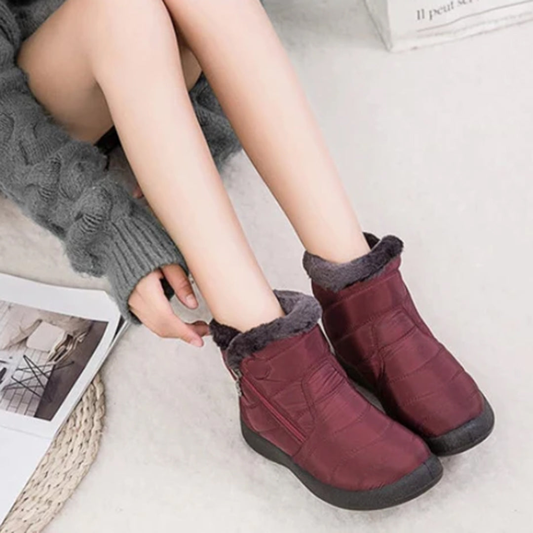 Genevieve | Women's Fur Trim Zip Ankle Snow Boots