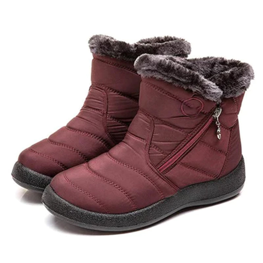 Genevieve | Women's Fur Trim Zip Ankle Snow Boots