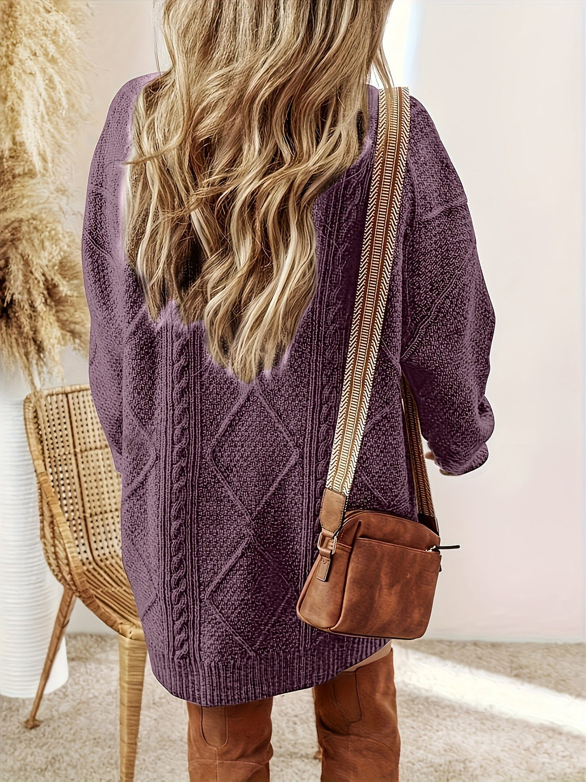 Georgette | Women's Cable-Knit Long Sleeve Sweater Dress