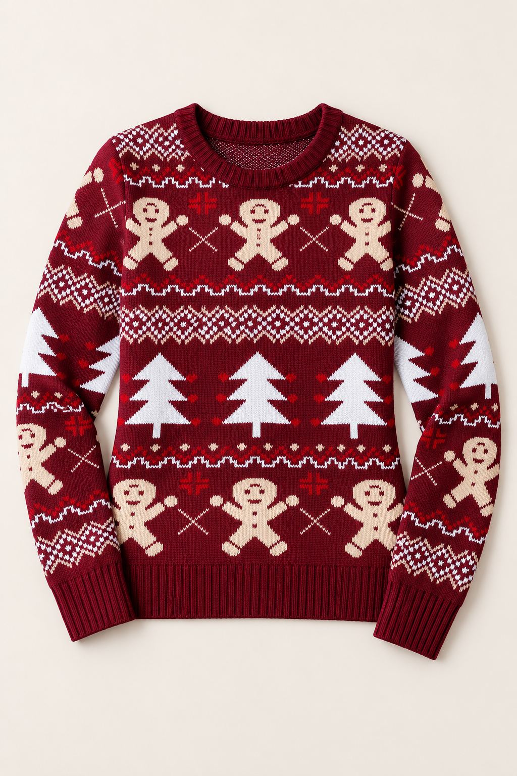 Gingerbread Man Christmas Sweater for Women, Knit Pullover