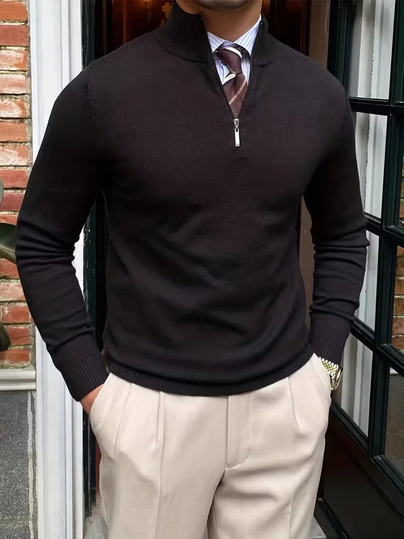 Griffin | Men's Half-Zip Mock Neck Long Sleeve Sweater