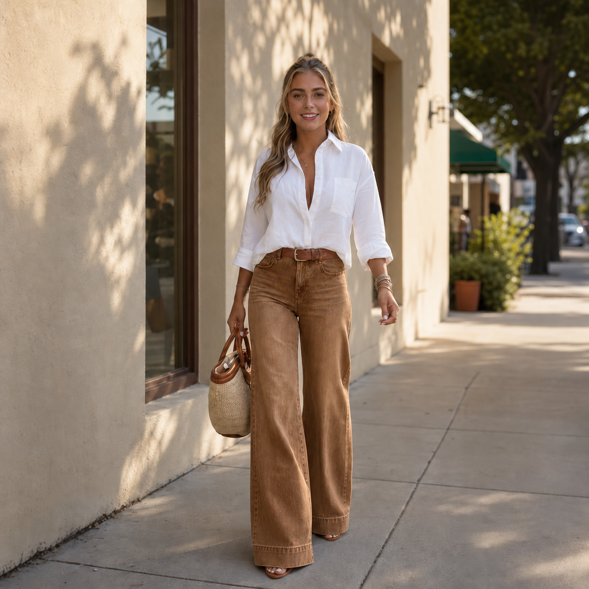 Hannah | Women's Pants with High-Rise and Wide-Leg Fit
