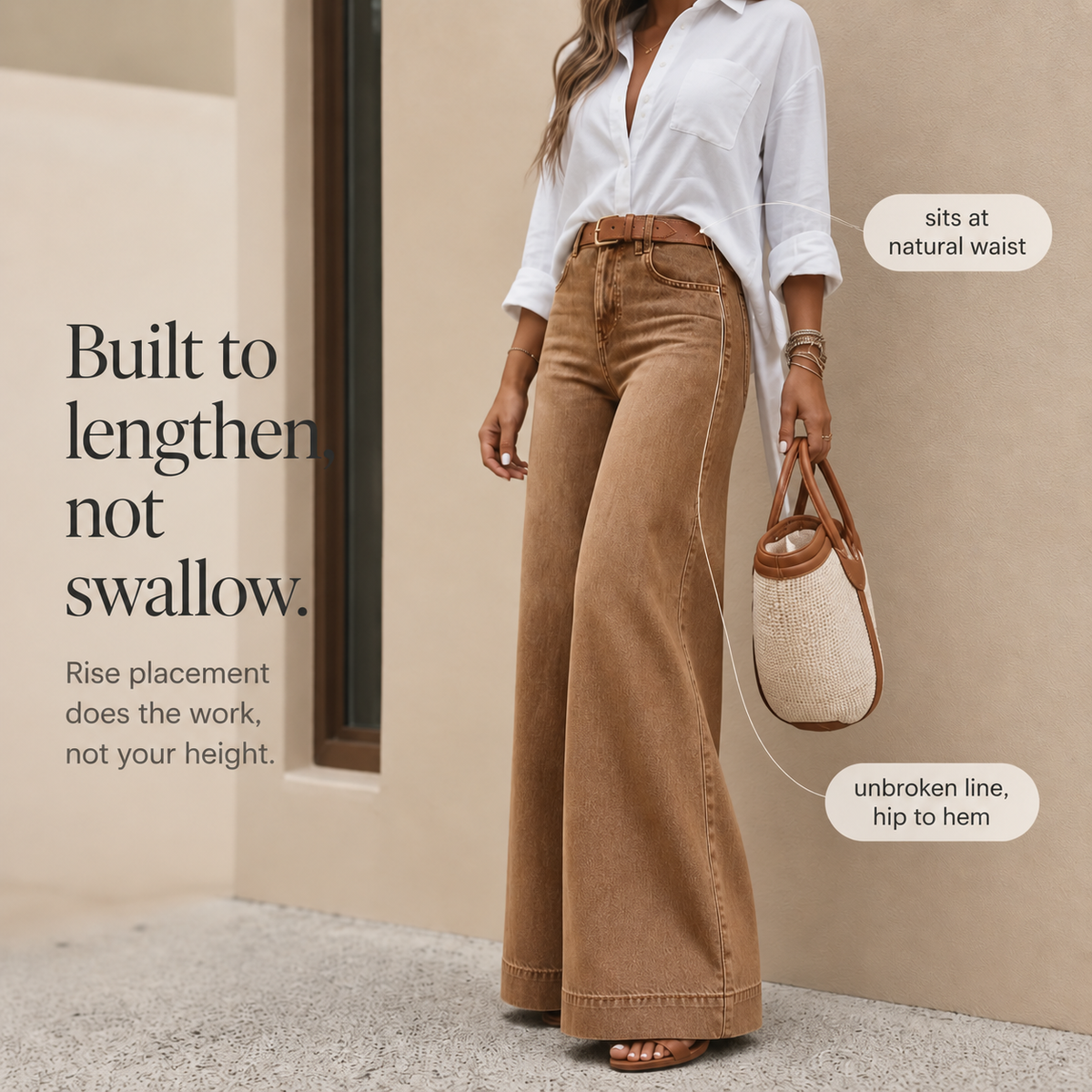 Hannah | Women's Pants with High-Rise and Wide-Leg Fit