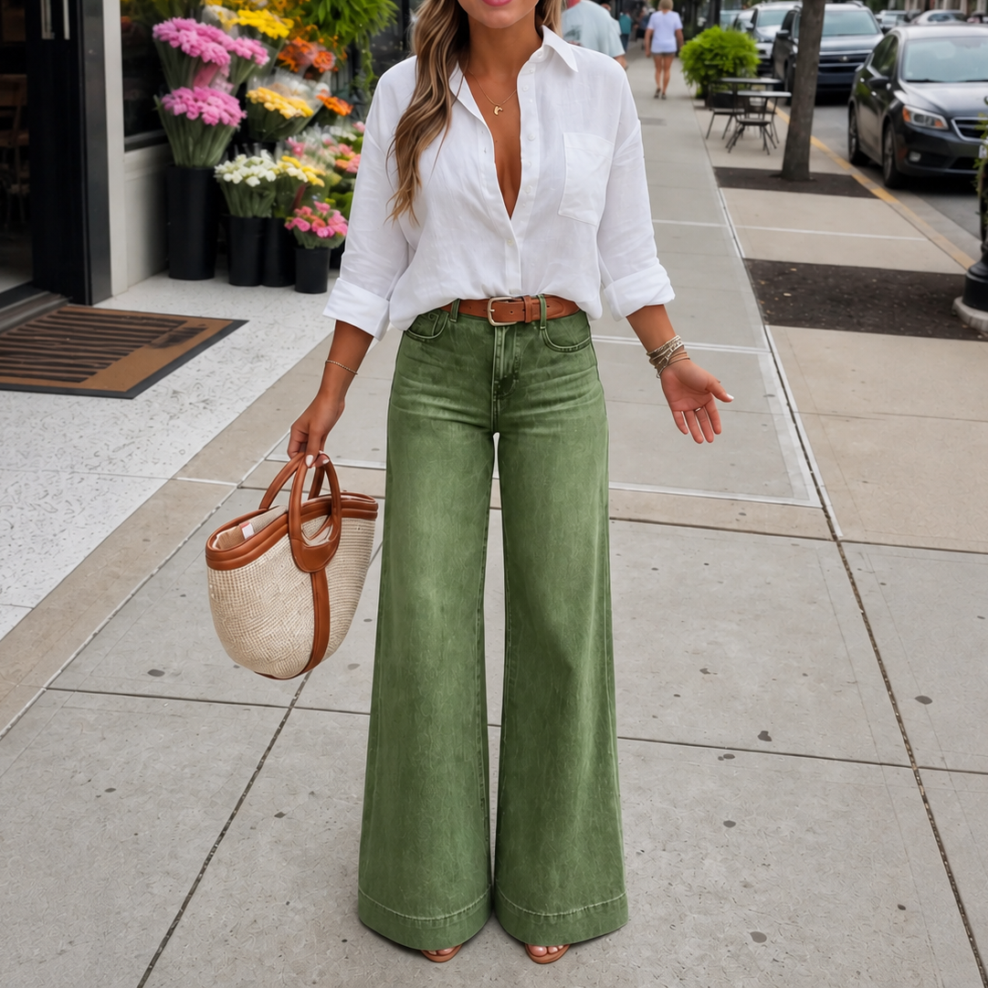 Hannah | Women's Pants with High-Rise and Wide-Leg Fit