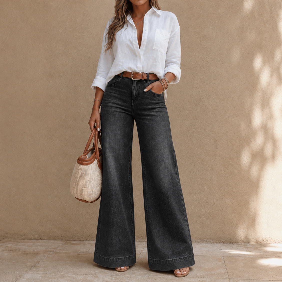 Hannah | Women's Pants with High-Rise and Wide-Leg Fit