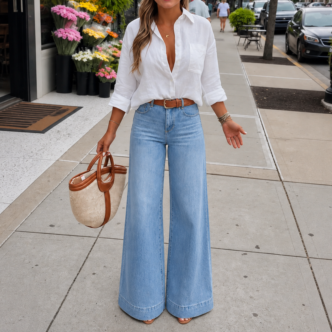 Hannah | Women's Pants with High-Rise and Wide-Leg Fit