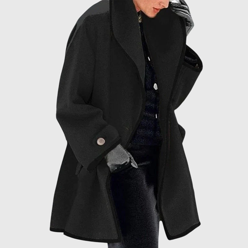 Haven | Women's Coat with Open Front and Piping