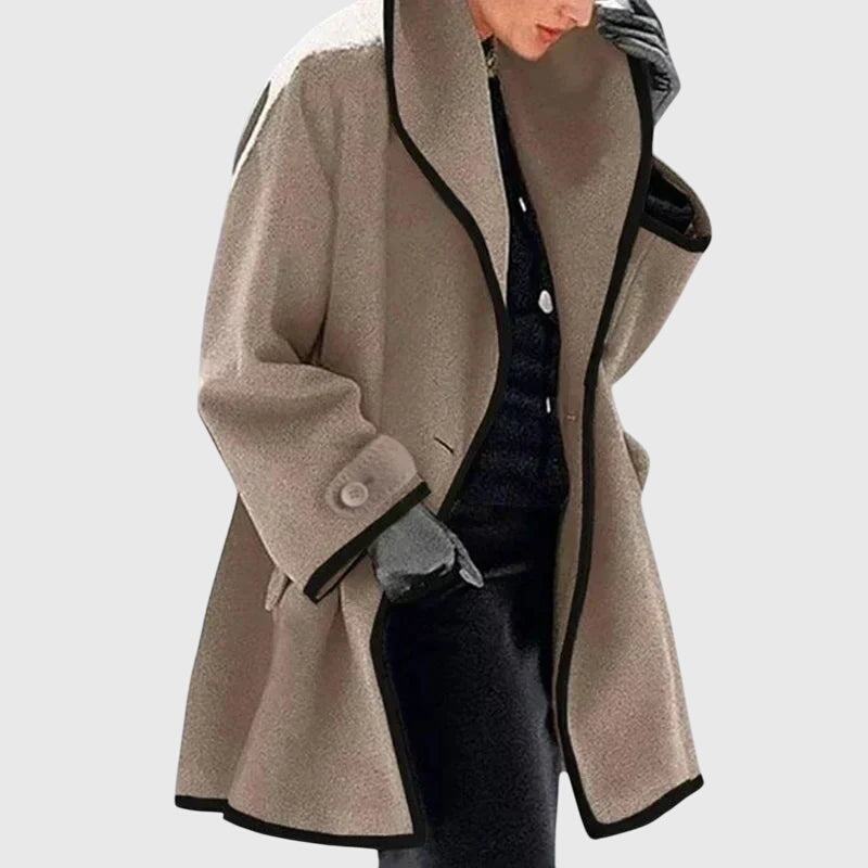 Haven | Women's Coat with Open Front and Piping