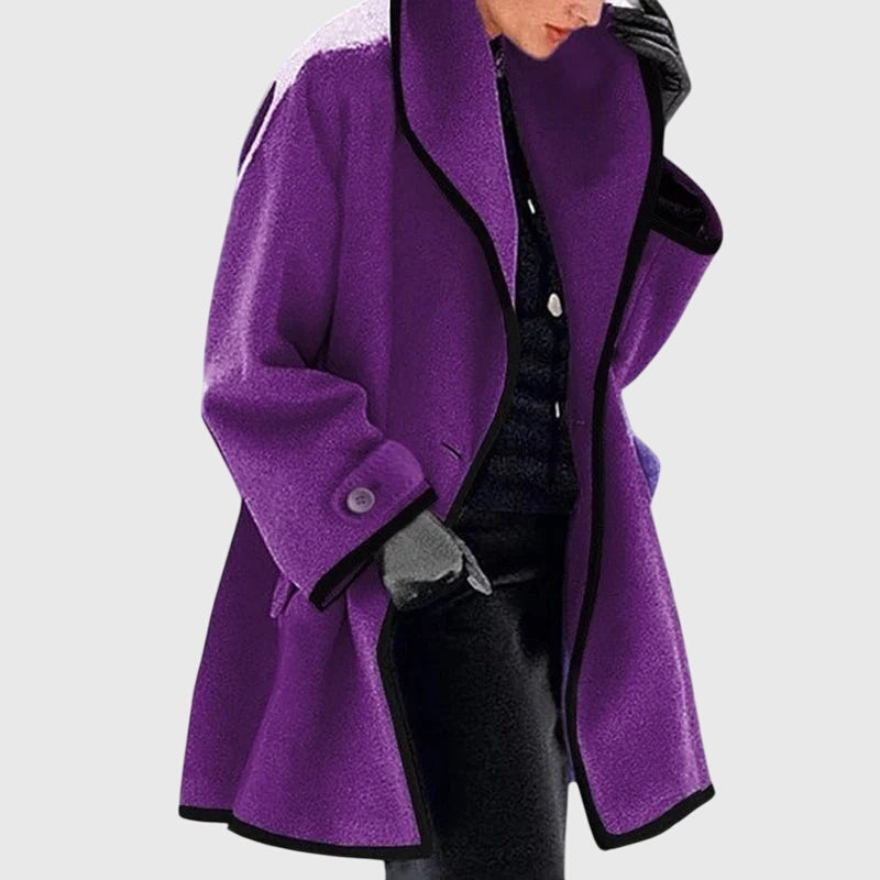 Haven | Women's Coat with Open Front and Piping