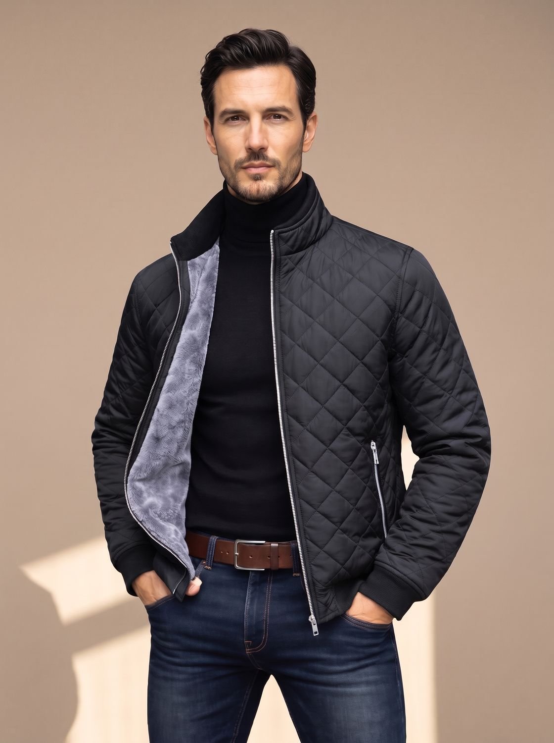 Henry | Men's Diamond-Quilted Fleece-Lined Full-Zip Winter Jacket