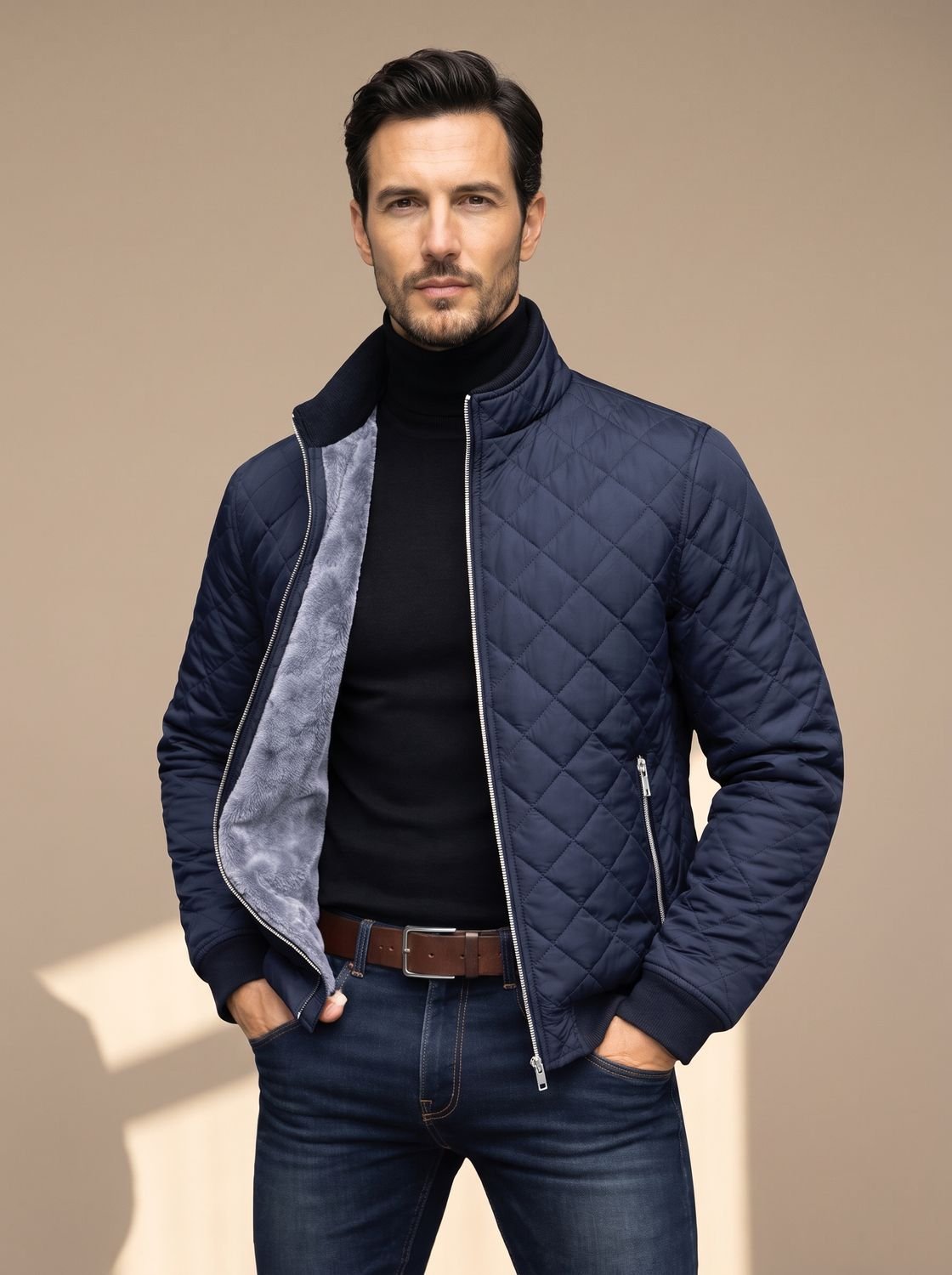 Henry | Men's Diamond-Quilted Fleece-Lined Full-Zip Winter Jacket