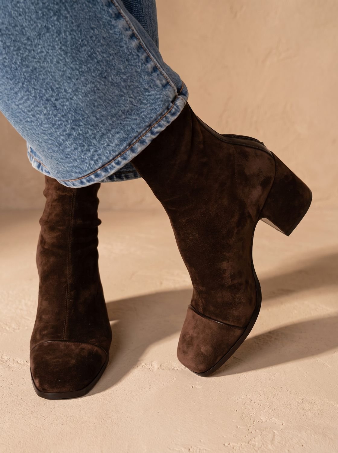 Isabella | Women's Elegant Square-Toe Block-Heel Suede Mid-Calf Boots