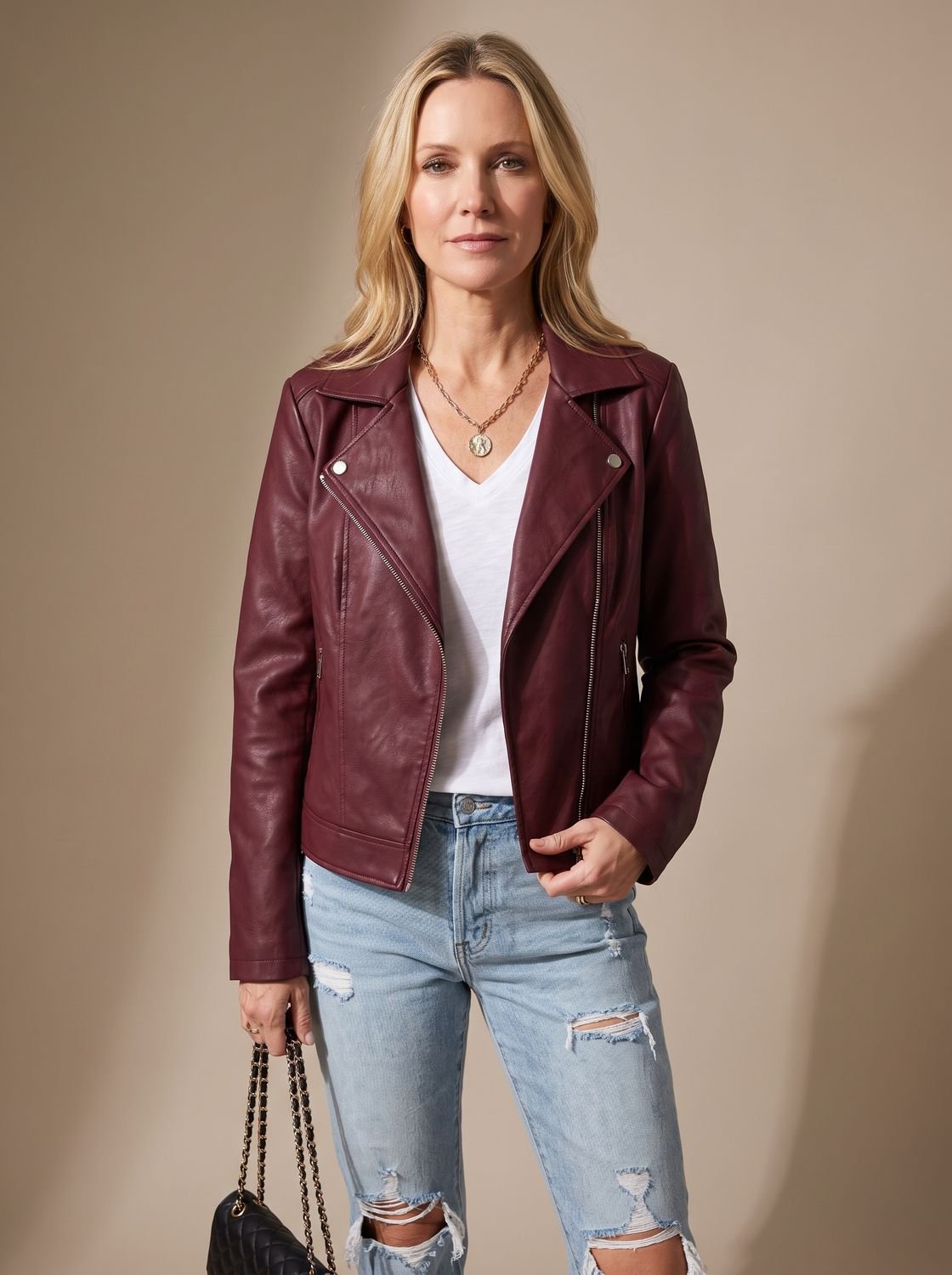 Isabella | Women's Faux Leather Asymmetric Zip Moto Jacket