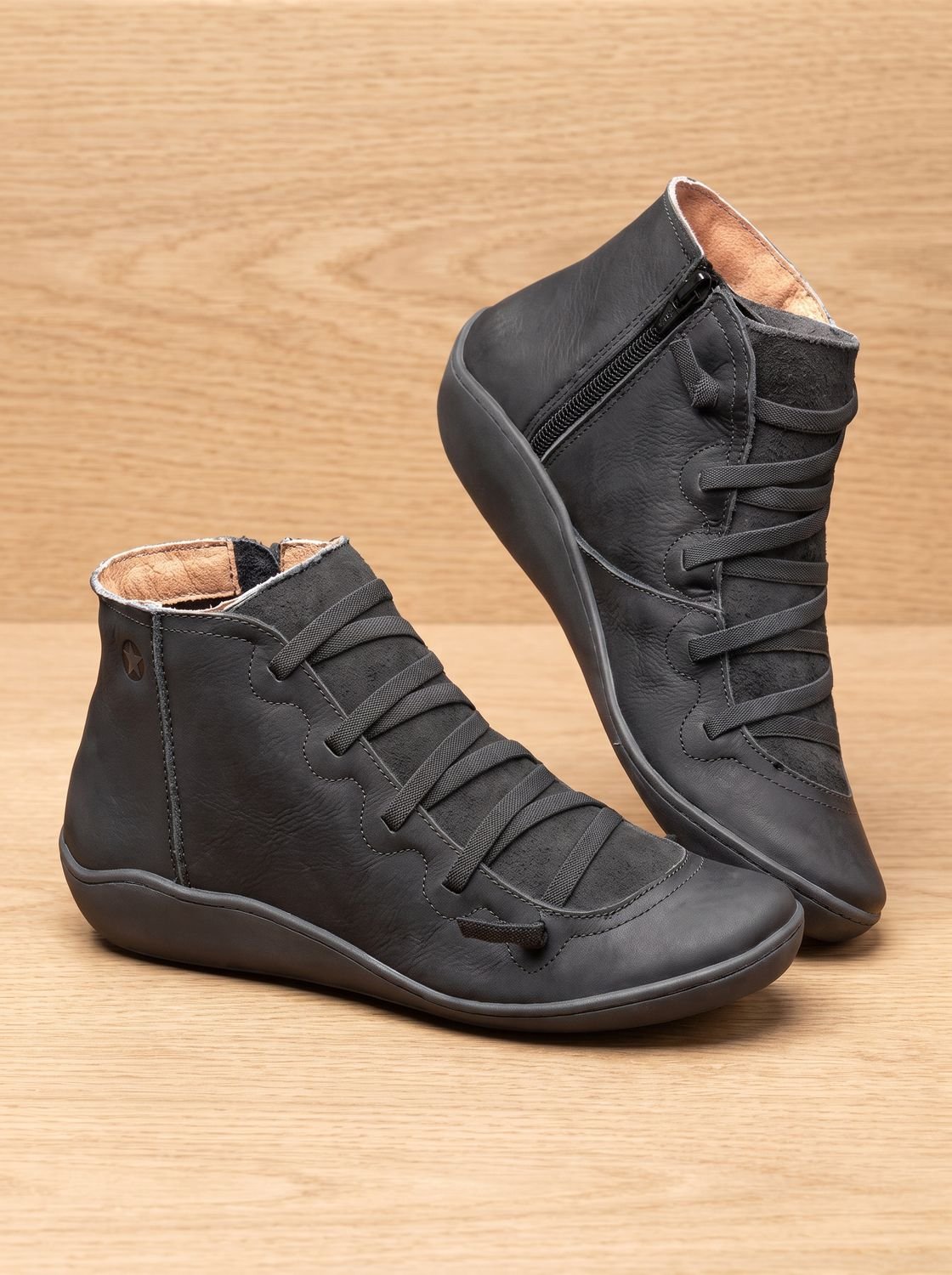 Isabella | Women's Orthopedic Ankle Boots Lace-Up Side-Zip Wedge Booties