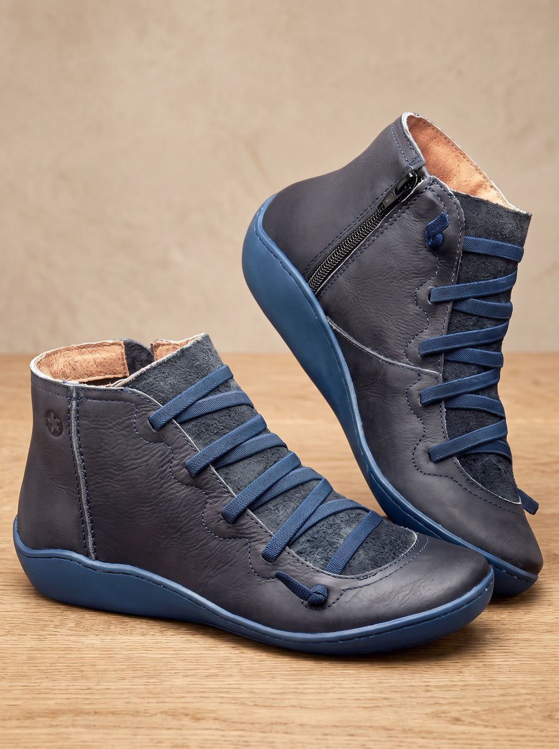 Isabella | Women's Orthopedic Ankle Boots Lace-Up Side-Zip Wedge Booties
