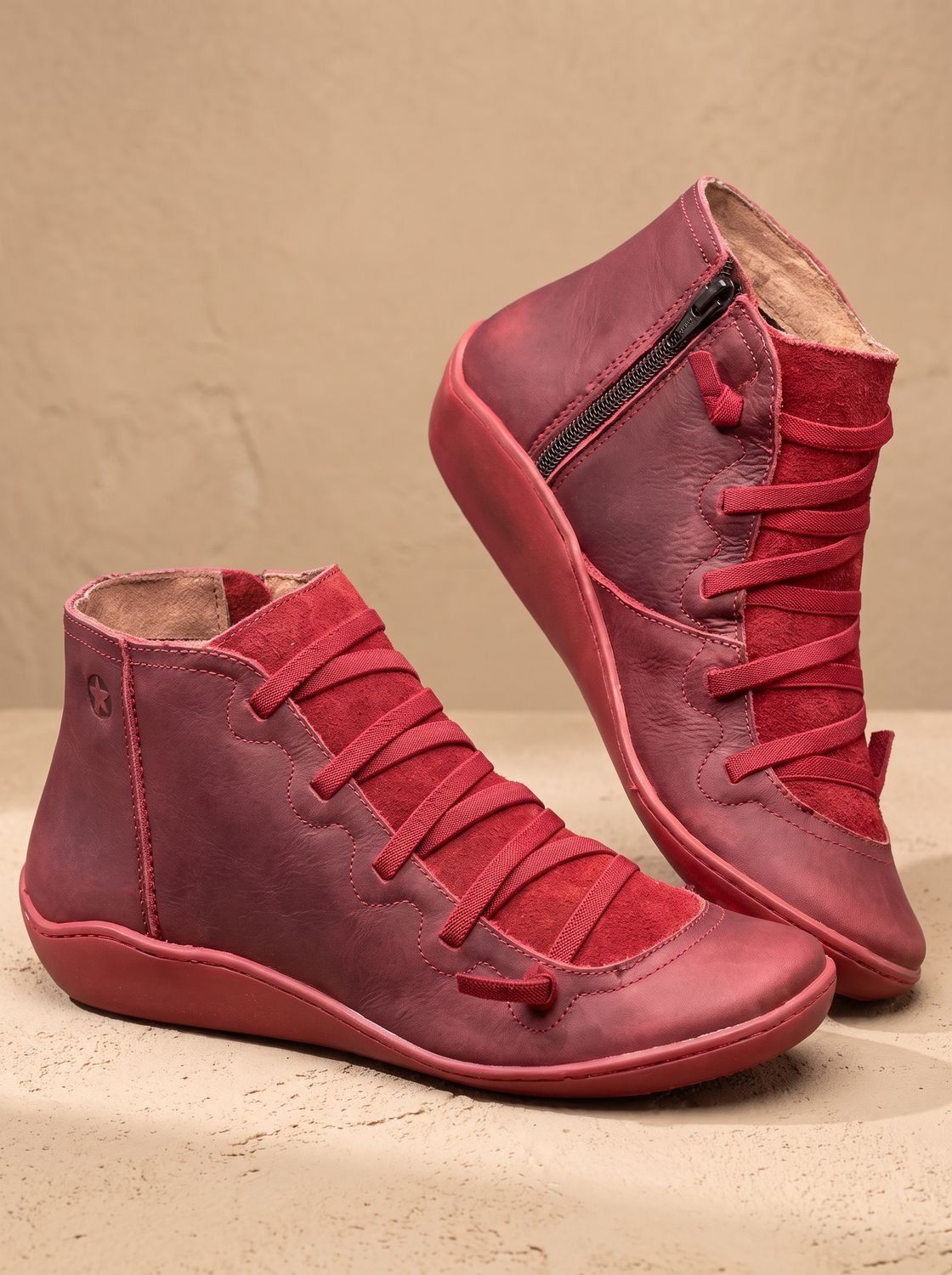 Isabella | Women's Orthopedic Ankle Boots Lace-Up Side-Zip Wedge Booties