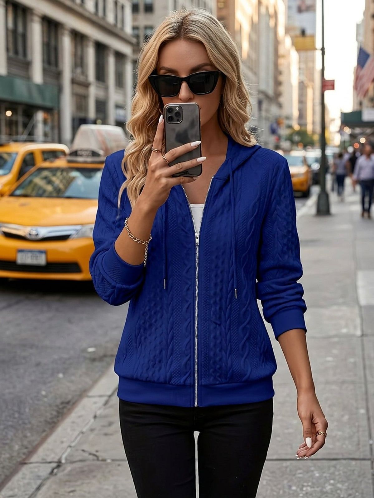Isla | Women's Jacket with Hood and Textured Panels