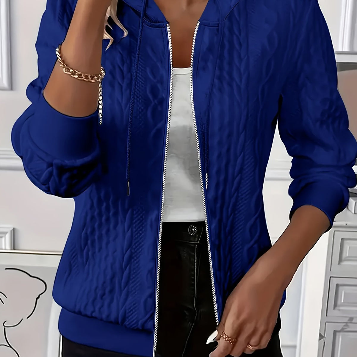 Isla | Women's Jacket with Hood and Textured Panels