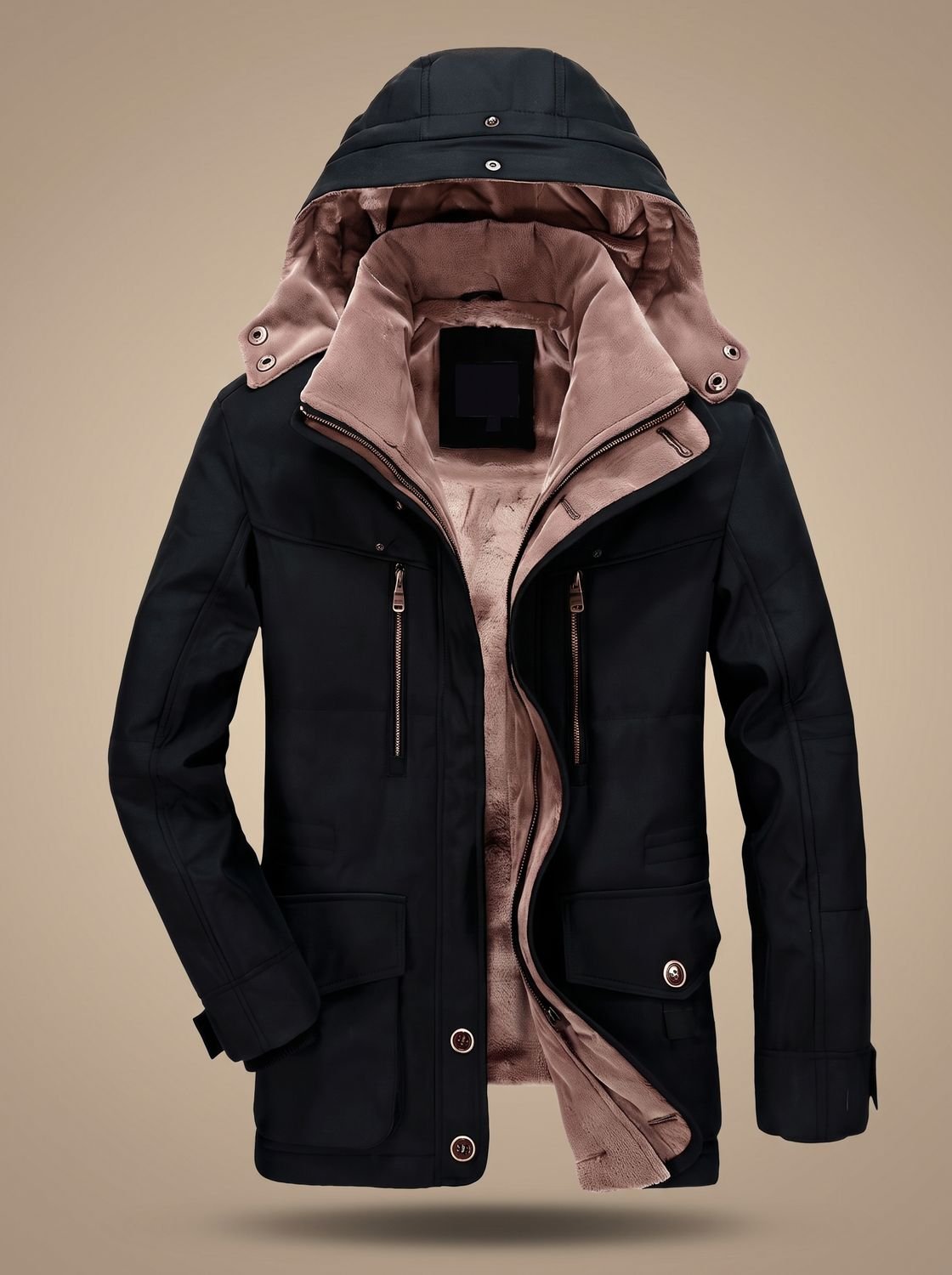 James | Men's Fleece-Lined Hooded Winter Parka Jacket Deep Pockets