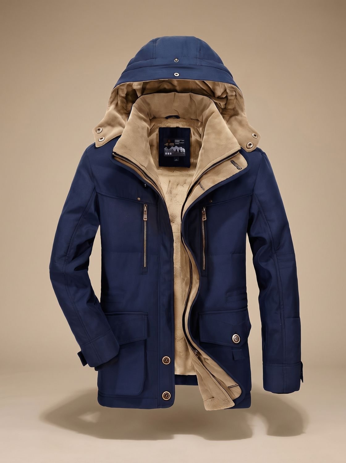 James | Men's Fleece-Lined Hooded Winter Parka Jacket Deep Pockets