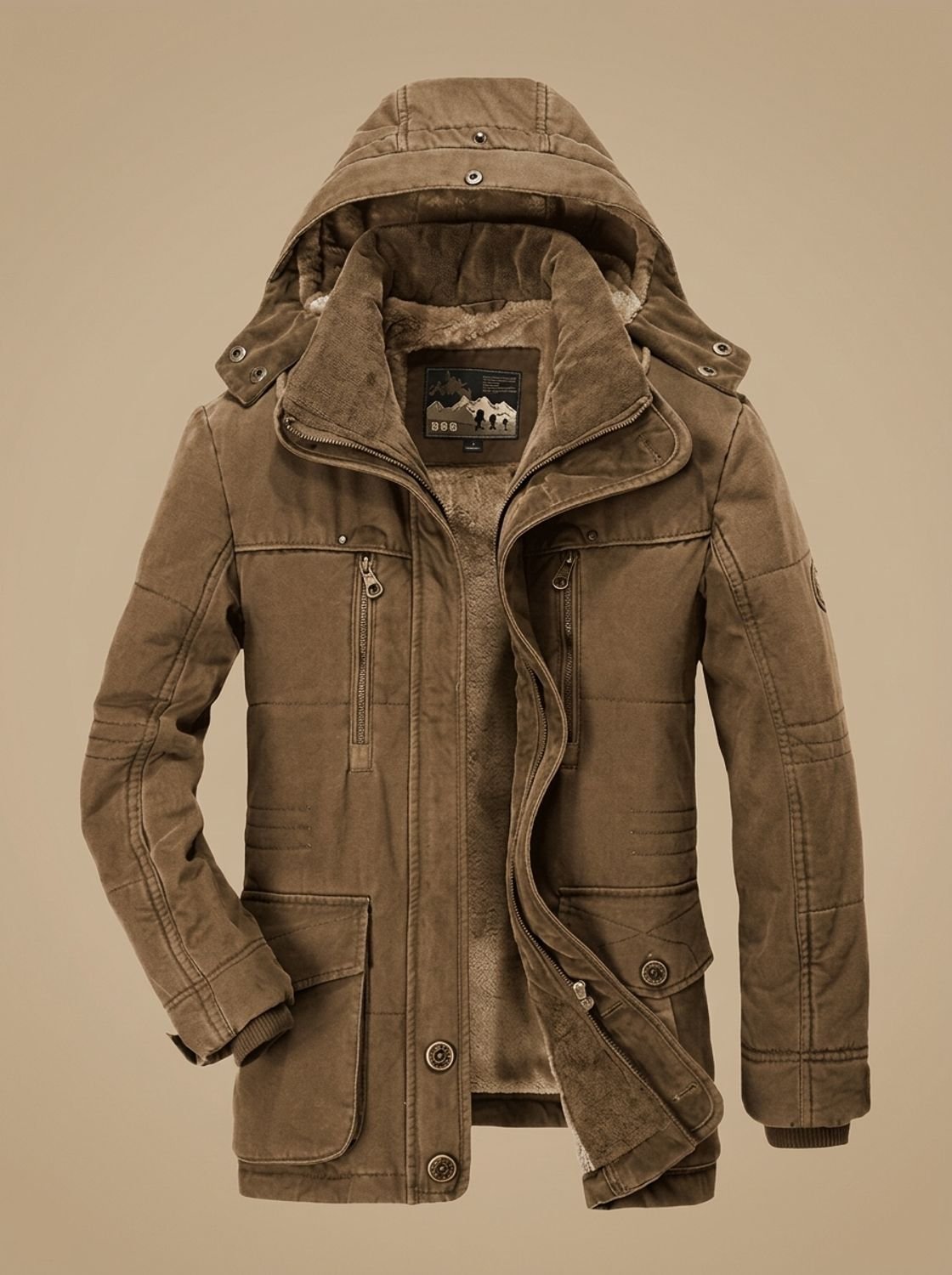 James | Men's Fleece-Lined Hooded Winter Parka Jacket Deep Pockets