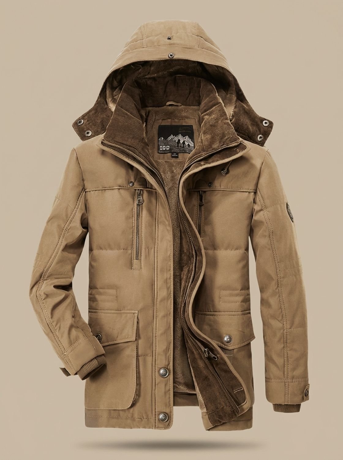 James | Men's Fleece-Lined Hooded Winter Parka Jacket Deep Pockets