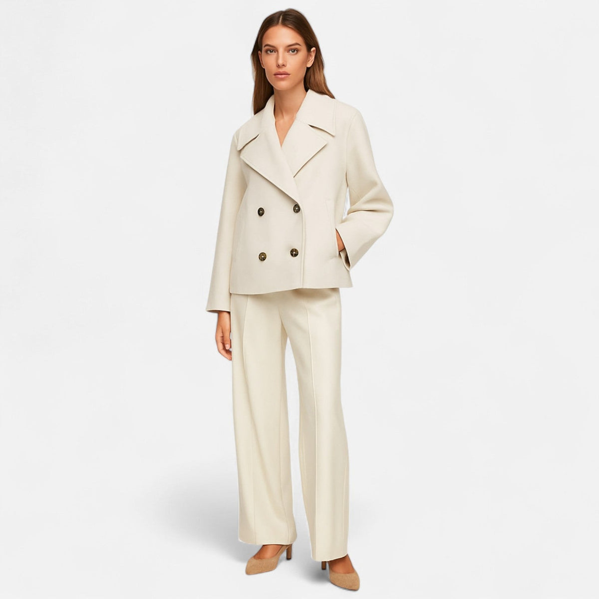 Josephine | Women's Cropped Double-Breasted Wool Peacoat