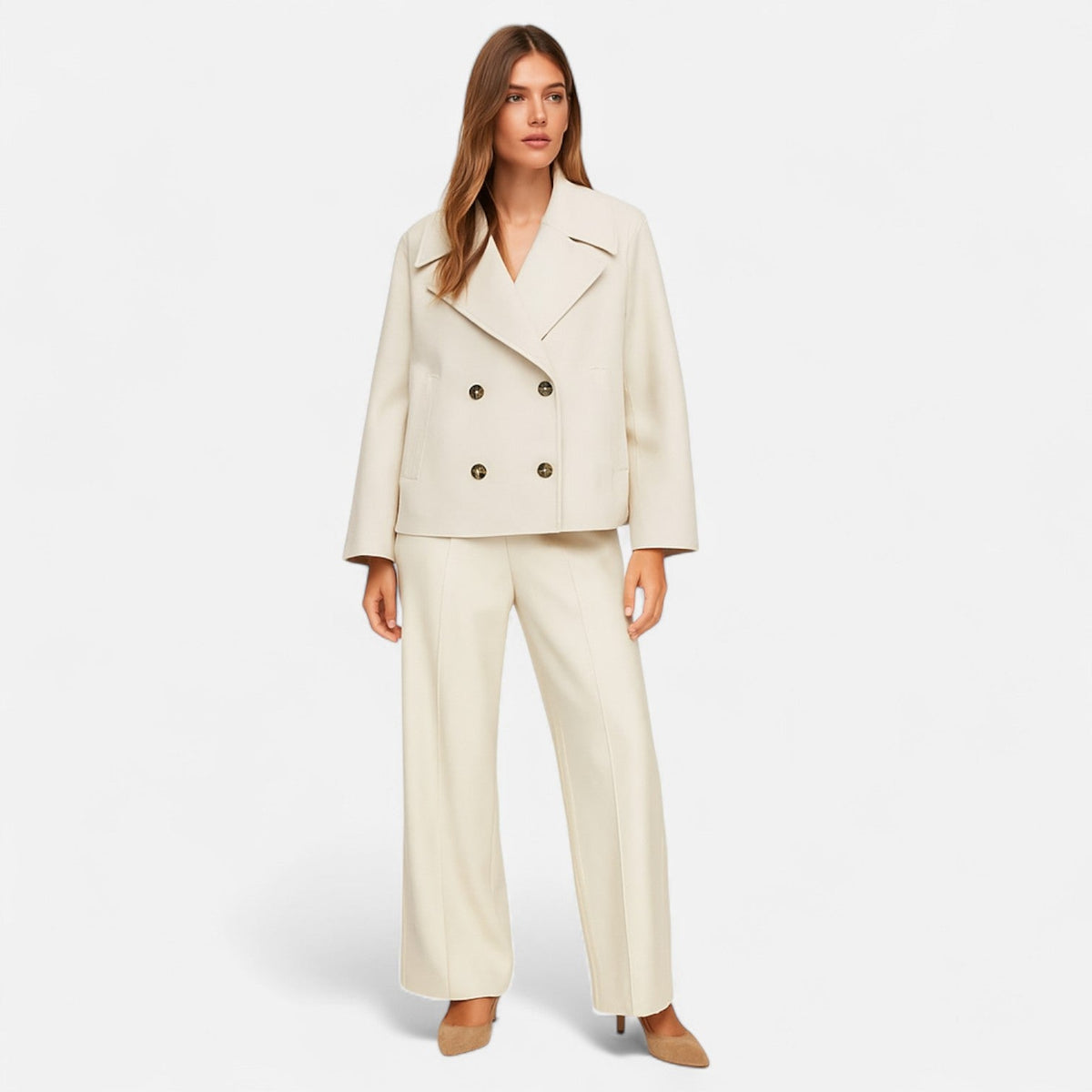 Josephine | Women's Cropped Double-Breasted Wool Peacoat