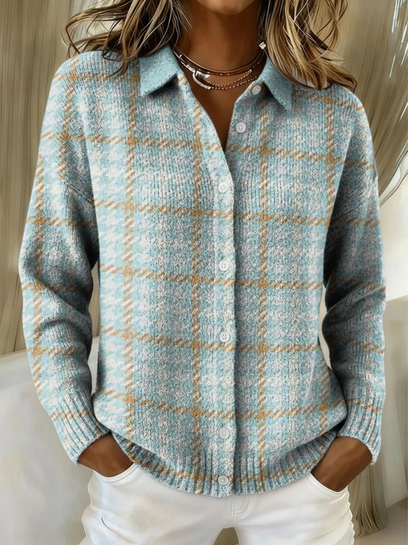 Josephine | Women's Plaid Collared Button Down Cardigan