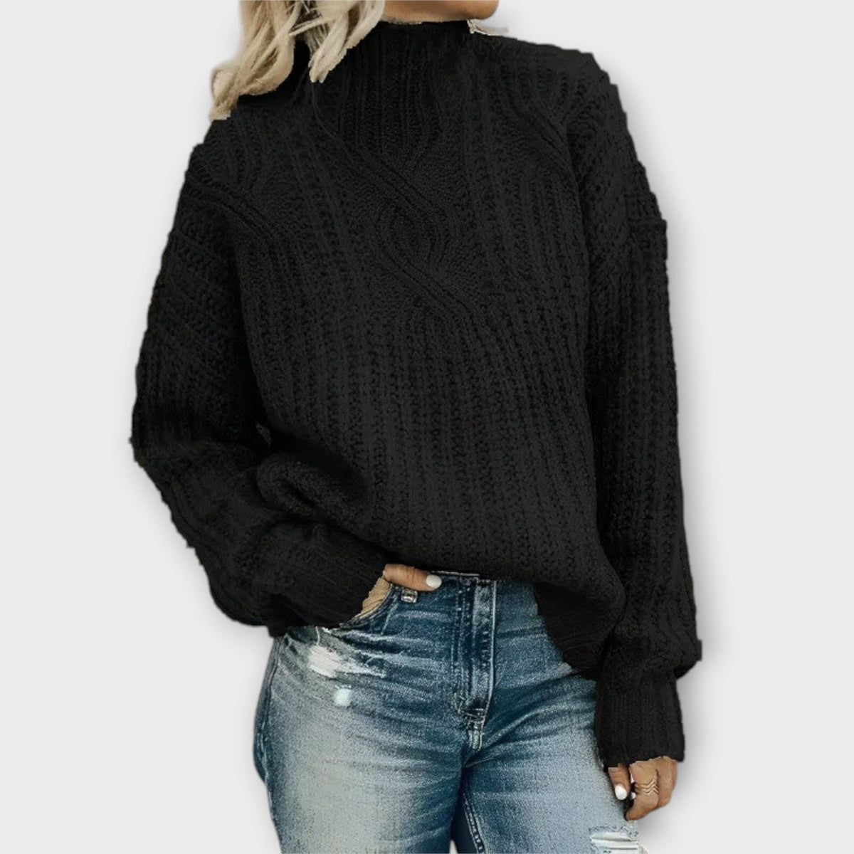 Juniper | Women's Cable Knit Mock Neck Oversized Sweater
