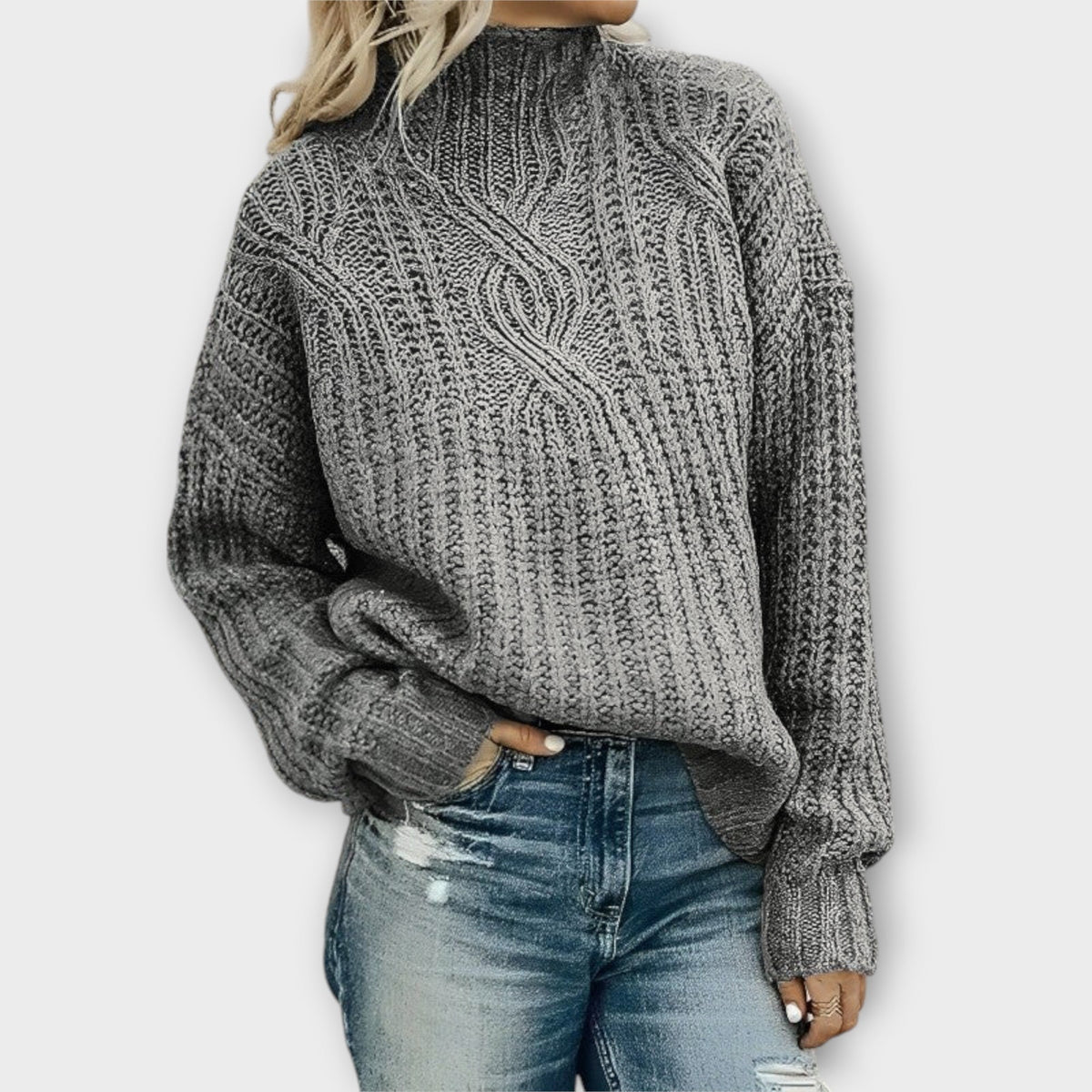 Juniper | Women's Cable Knit Mock Neck Oversized Sweater