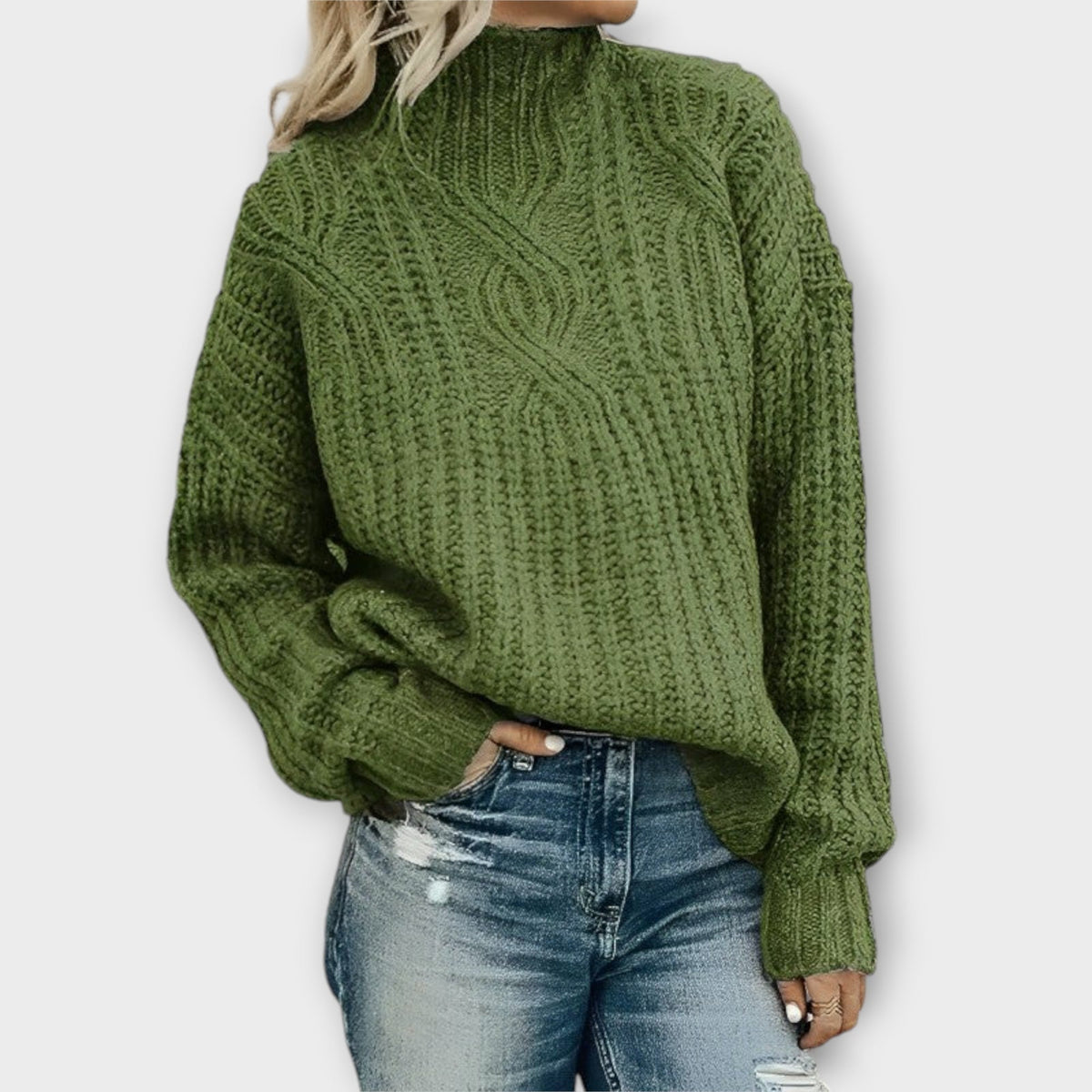 Juniper | Women's Cable Knit Mock Neck Oversized Sweater