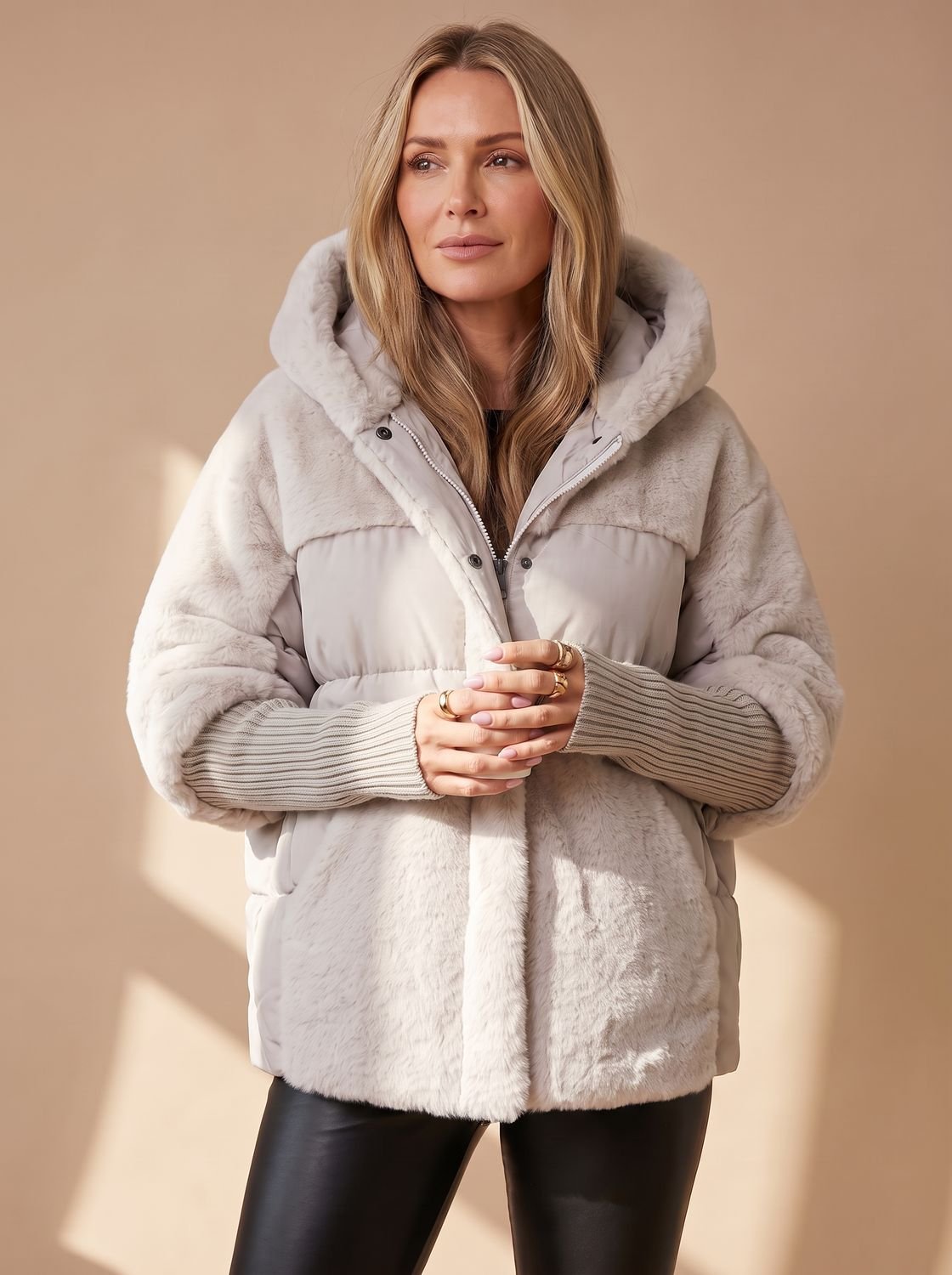 Layla | Women's Quilted Faux Fur Hooded Puffer Winter Jacket