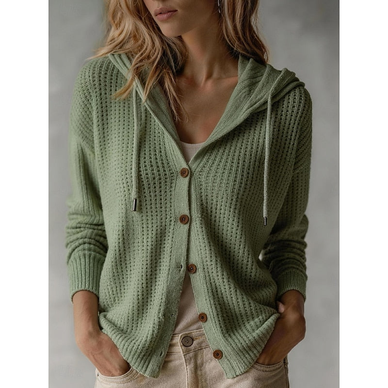 Louisa | Women's Hooded Button Front Knit Cardigan