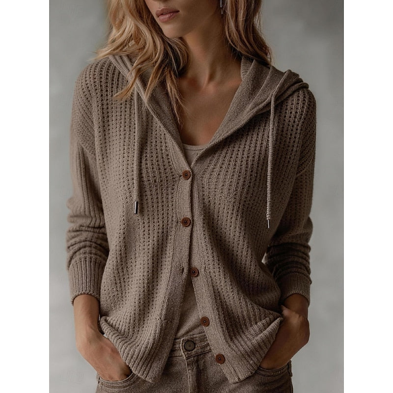Louisa | Women's Hooded Button Front Knit Cardigan