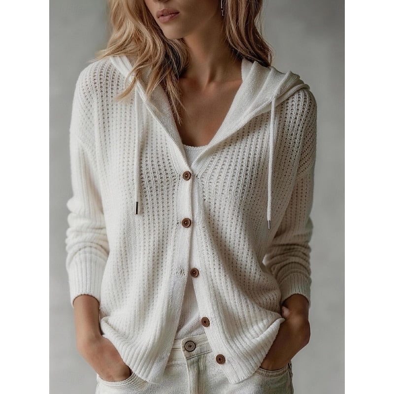 Louisa | Women's Hooded Button Front Knit Cardigan