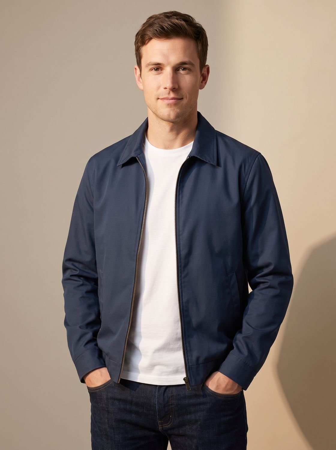 Lucas | Men's Smart-Casual Harrington Jacket Gingham-Lined Full-Zip