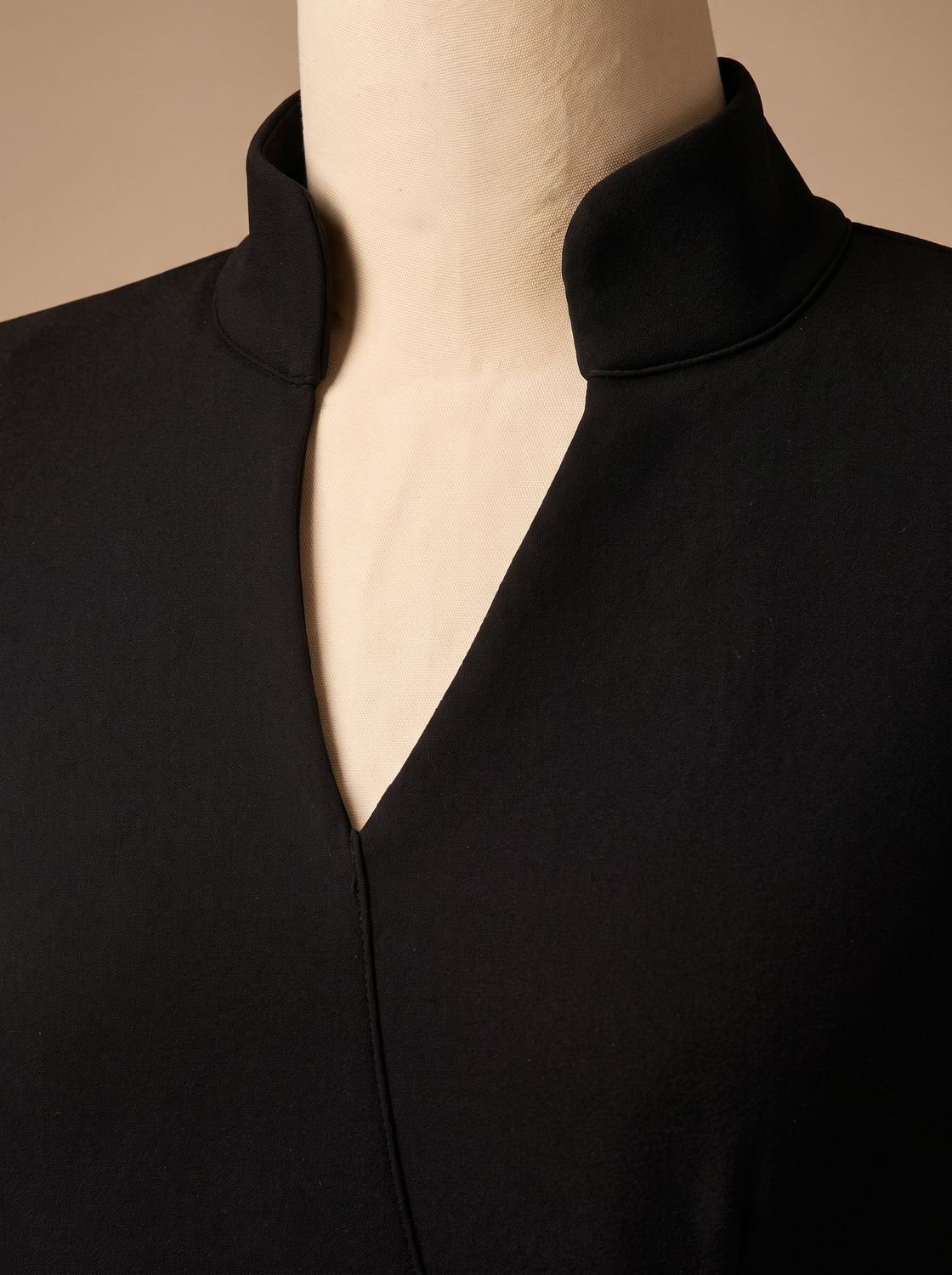 Luna | Women's Black Midi Dress V-Neck Belted Pencil Long-Sleeve