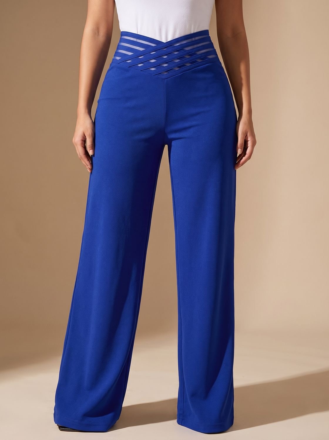 Luna | Women's High-Waist Crossover-Waistband Wide-Leg Pants