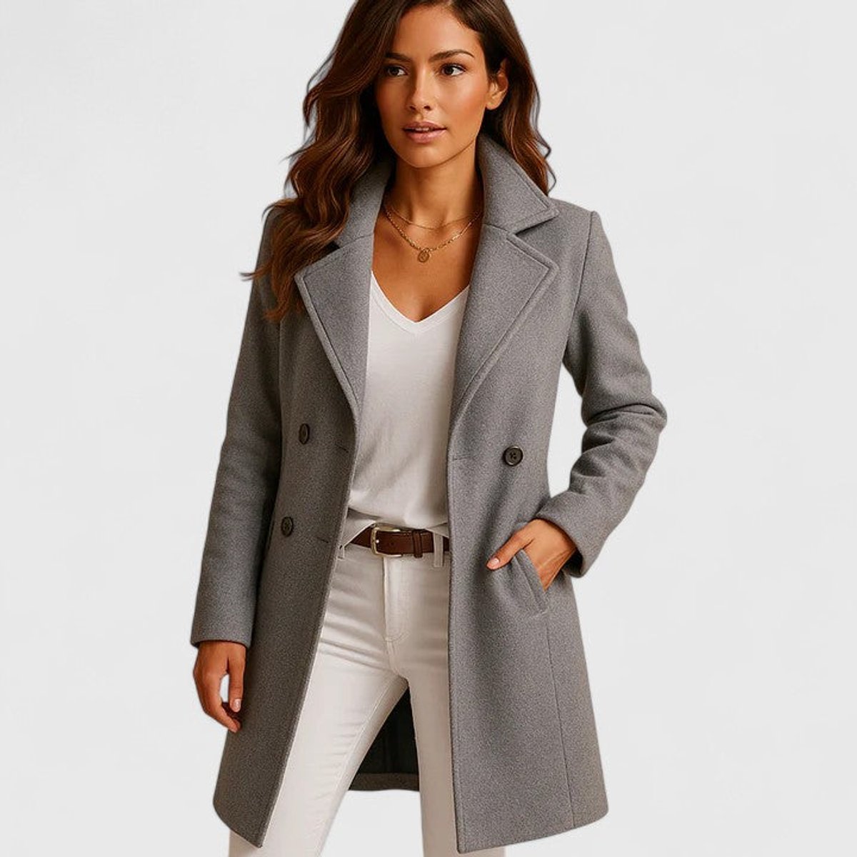 Luna | Women's Long Notch Lapel Button Front Coat