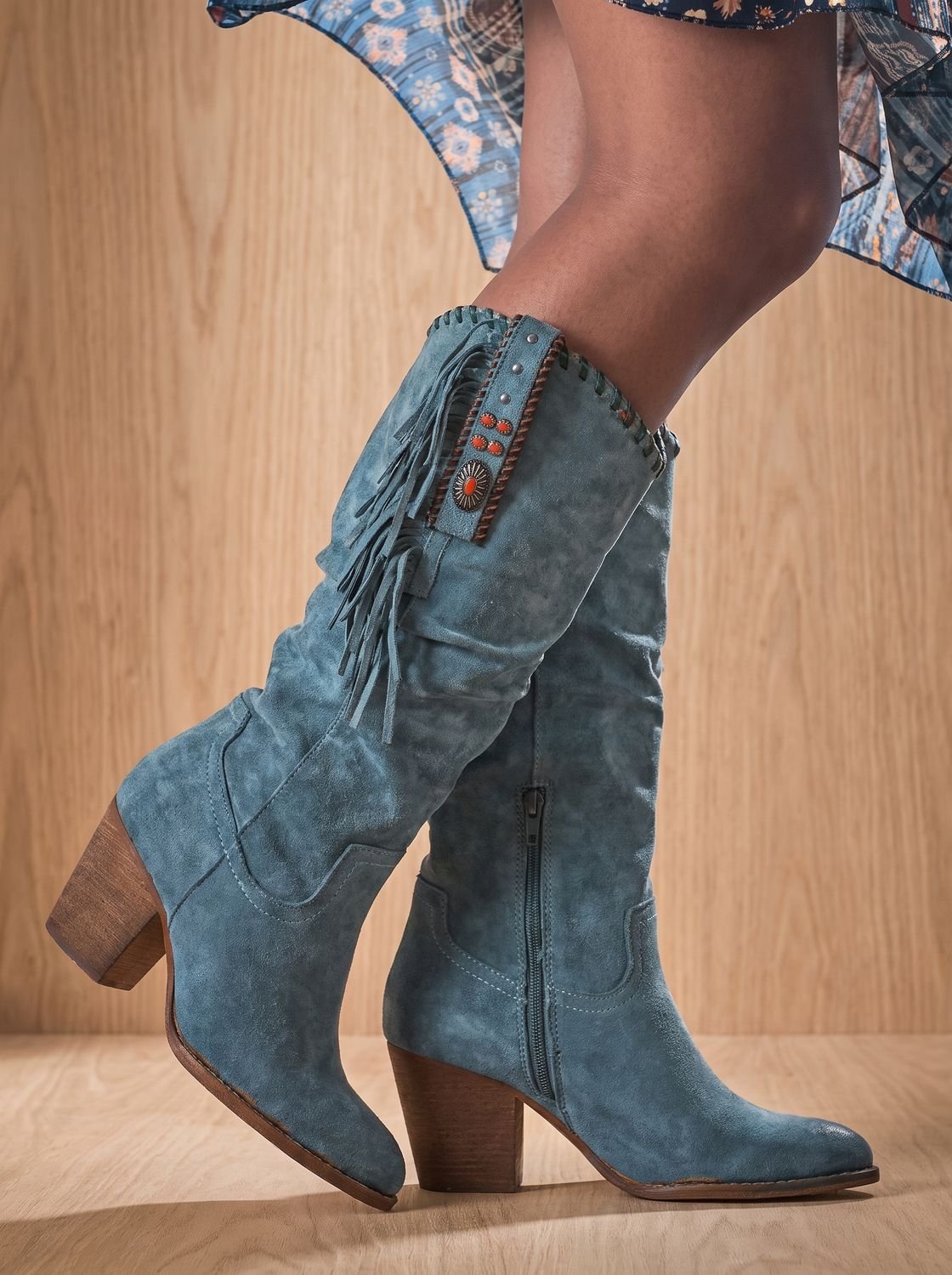 Luna | Women's Orthopedic Fringe Western Knee-High Boots