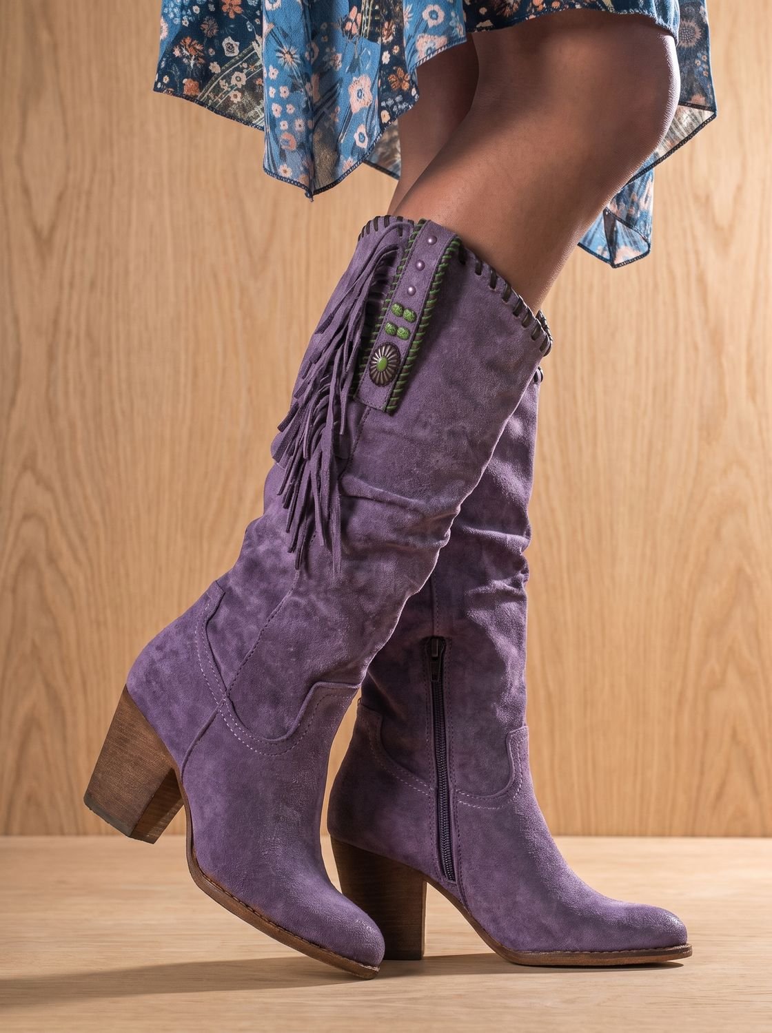 Luna | Women's Orthopedic Fringe Western Knee-High Boots