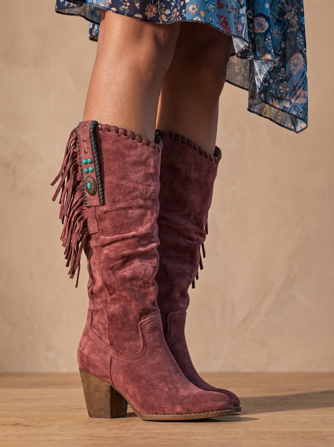 Luna | Women's Orthopedic Fringe Western Knee-High Boots