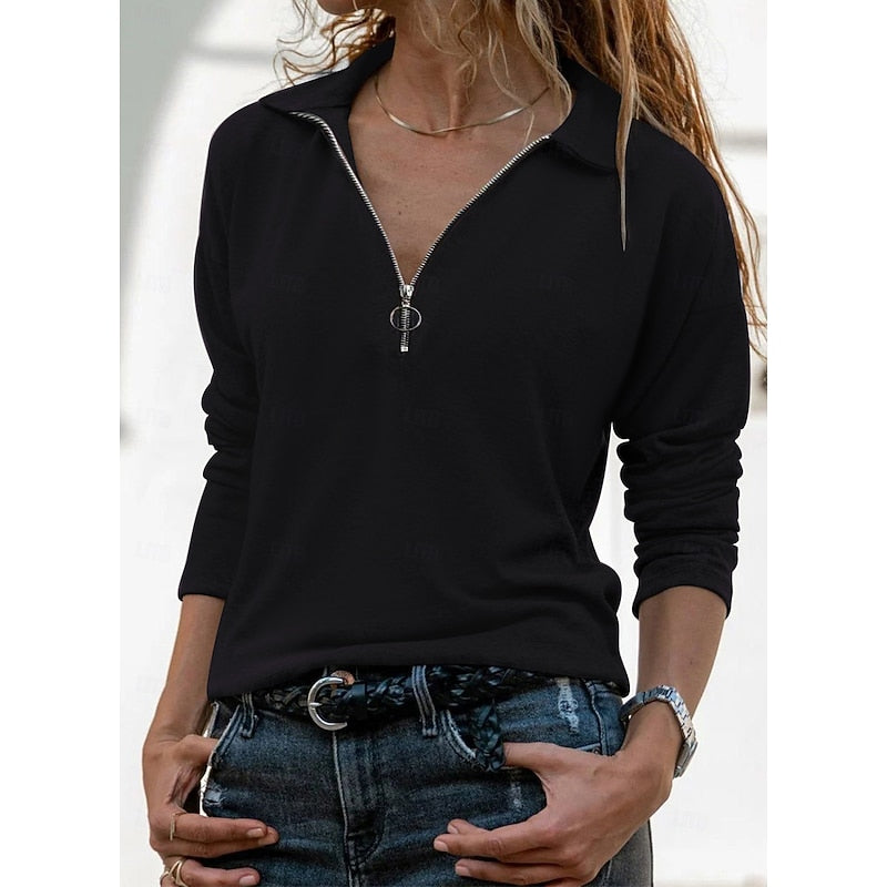 Luna | Women's Pullover with Half-Zip and Collar