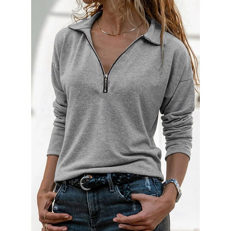 Luna | Women's Pullover with Half-Zip and Collar