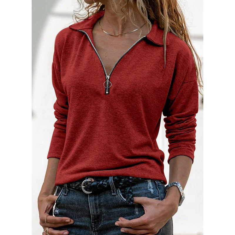 Luna | Women's Pullover with Half-Zip and Collar