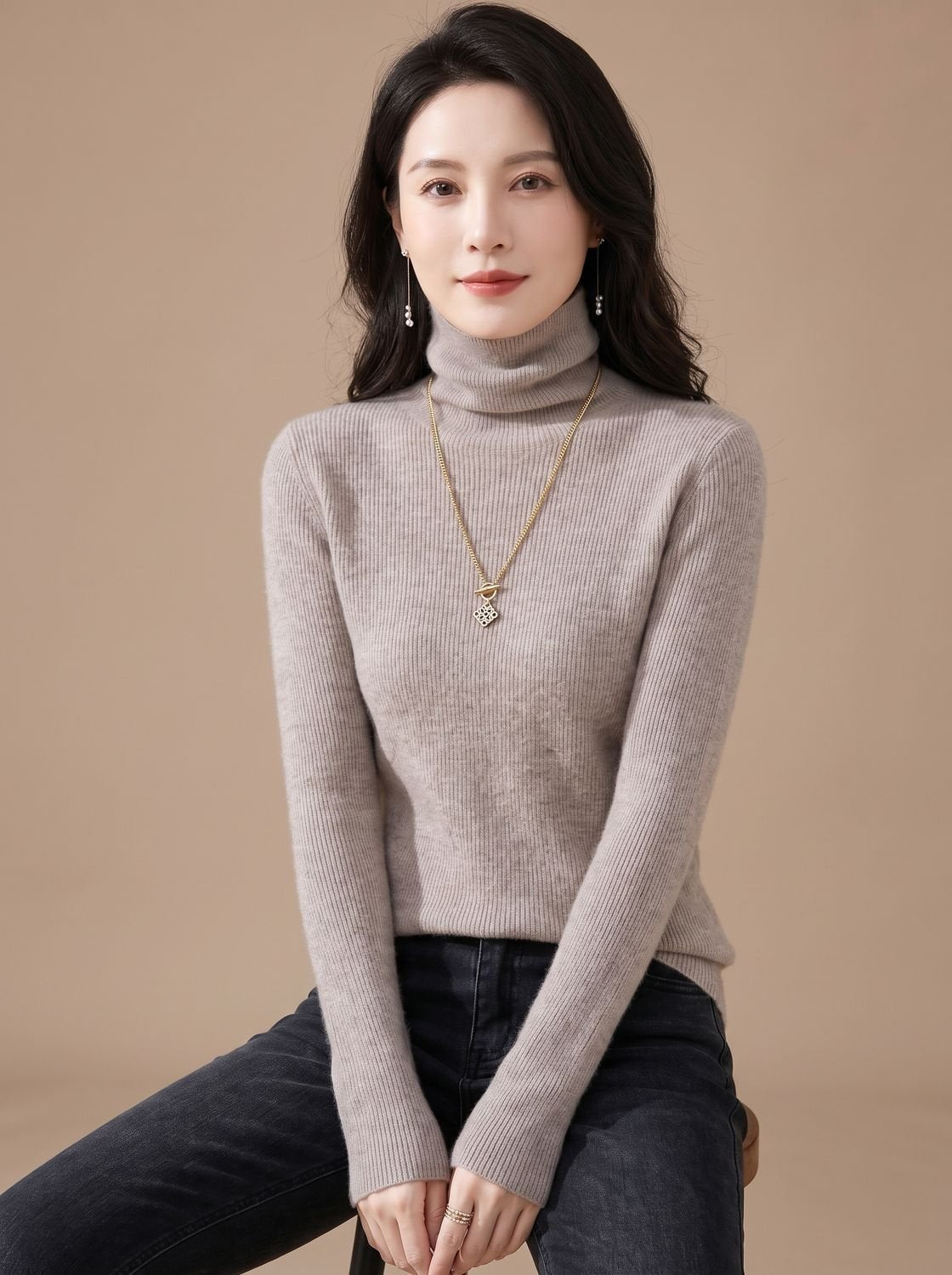 Luna | Women's Slim-Fit Ribbed Turtleneck Sweater
