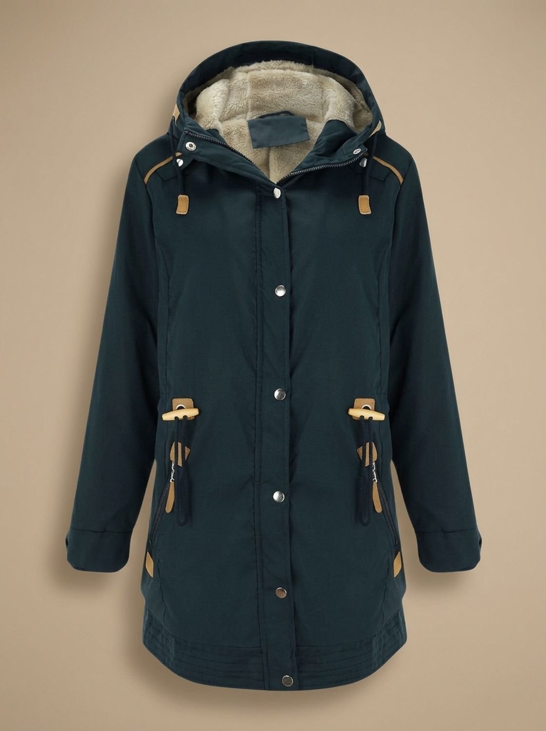 Madison | Women's Sherpa-Lined Hooded Parka Coat Adjustable-Waist